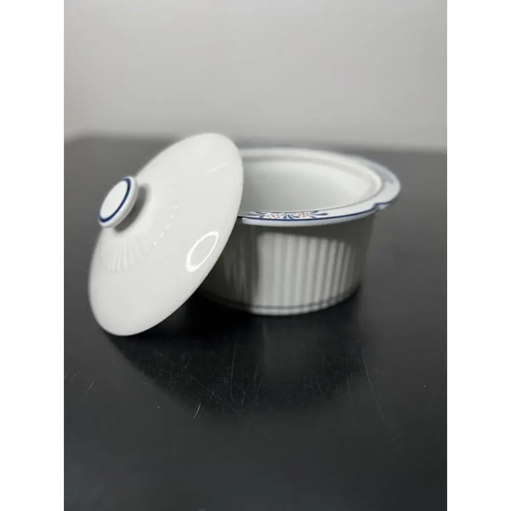Dansk Maribo Pattern 7” Lidded Casserole Dish in White w/‎ Blue & Pink